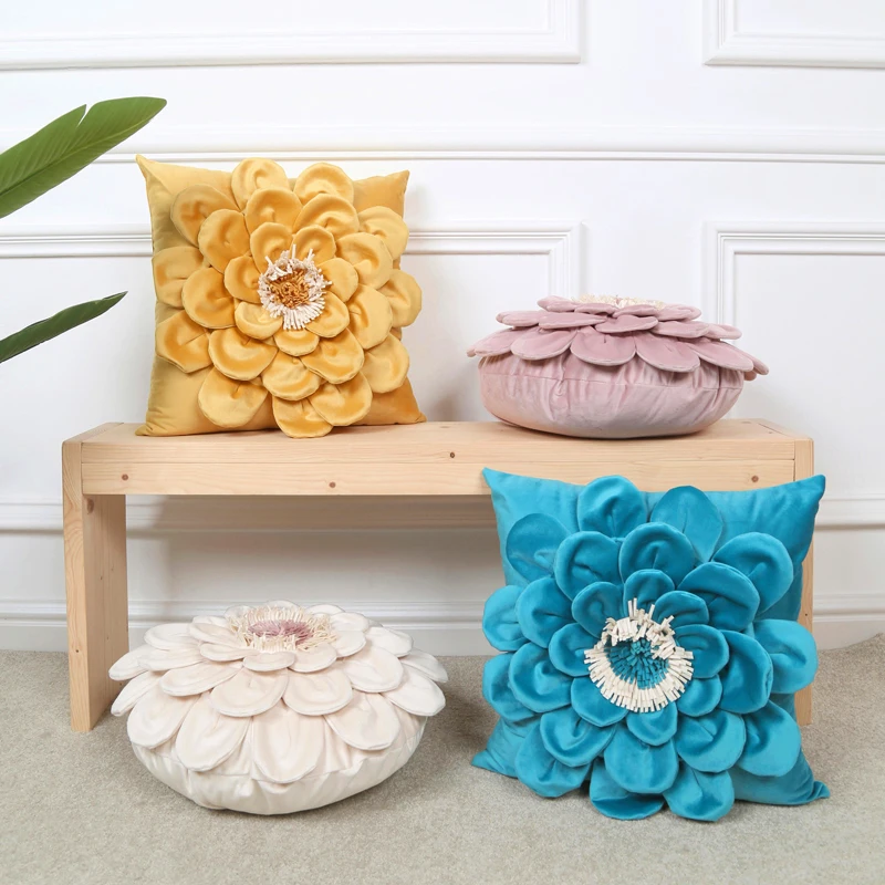 Velvet Flower Pillow Cover 3