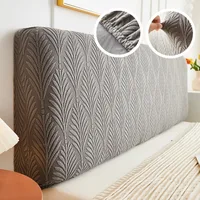 1pc Jacquard Bed Headboard Cover Solid Color Elastic Bed Head Slipcover Leaves Printed All-inclusive Bed Backrest Cover Bedroom