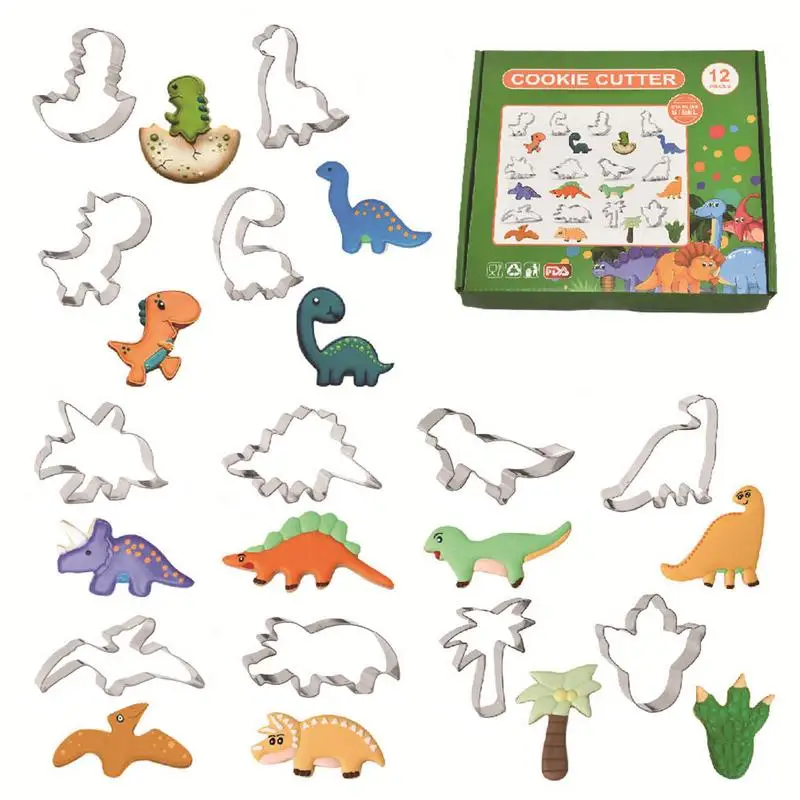 

Dinosaur Shaped Cookie Molds Set Stainless Steel Cookie Bread Fondant Molds Biscuit Baking Tools For Party Decoration