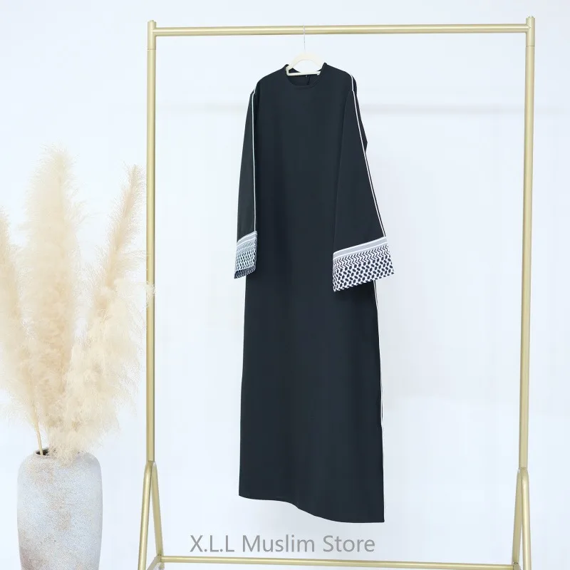 Patchwork Elegant Prayer Dresses Eid Ramadan Modest Dress Muslim Dubai Turkey Female Loose Abayas For Party Islam Robe 2024 New
