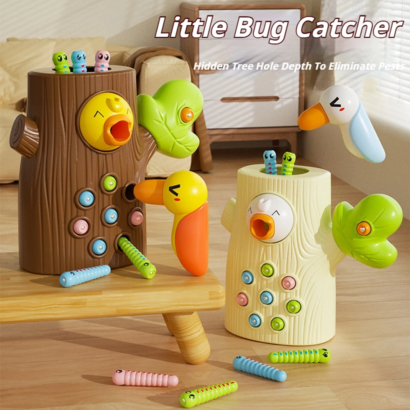 Woodpecker Fish Toys for Kids Bug Catching Small Game Bird Bug Catching Magnetic Education Early Education Training Exercise Toy 2