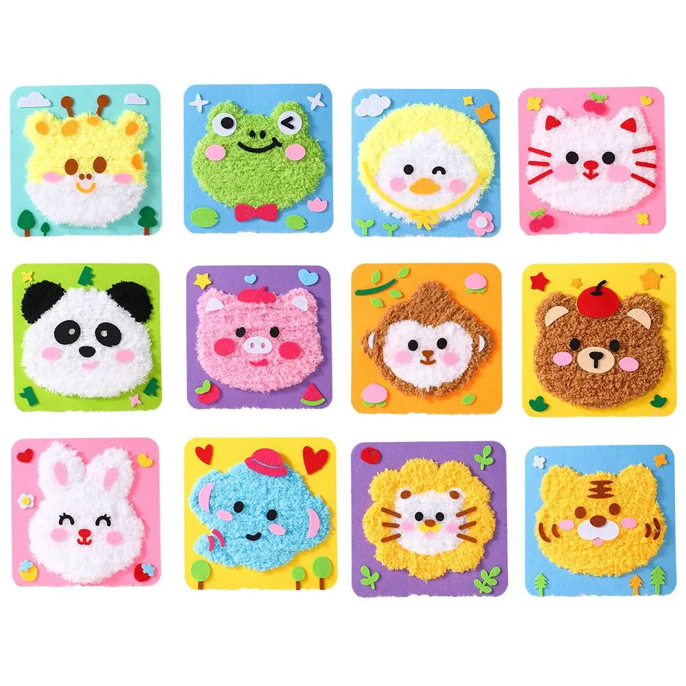 Whimsical Children's DIY Embroidery Kit with Soft Yarn and Cartoon Patterns