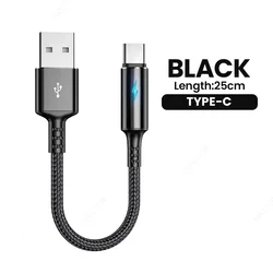 25cm Ultra Short USB Type - C Fast Charging Cable, 2.4A Data Wire Cord (25cm type c cable)