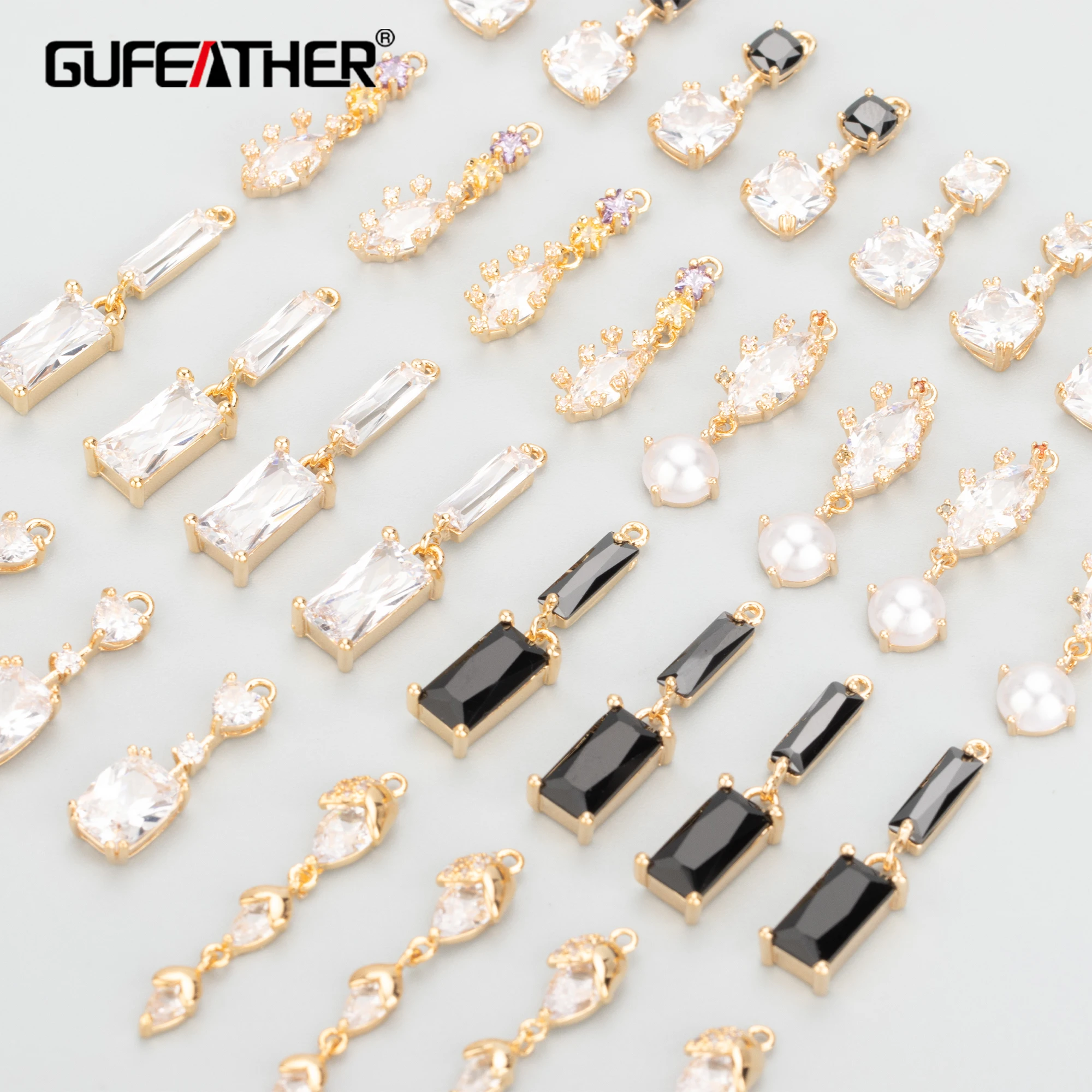 

GUFEATHER MB60,jewelry accessories,18k gold plated,nickel free,copper,zircons,glass,charms,jewelry making,diy pendants,6pcs/lot
