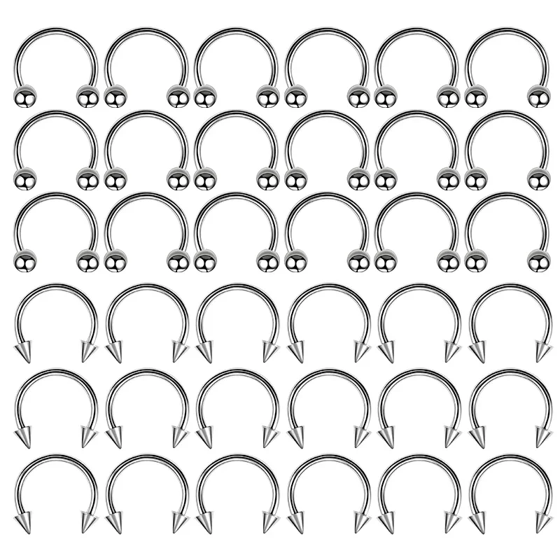 Piercing Jewelry 36PC Stainless Steel Horseshoe Septum Piercing Lot Nose Piercing Ring Bulk Fake Nose Ring Earring Cartilage