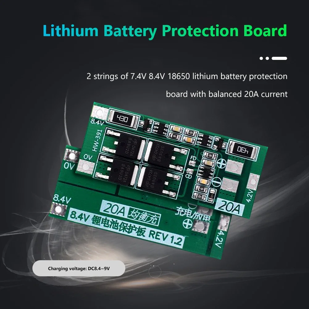1-30PCS HW-391 2S 20A 7.4V 8.4V 18650 BMS Module 18650 Lithium Battery Charger Protection Board Standard/Balance Module for DIY