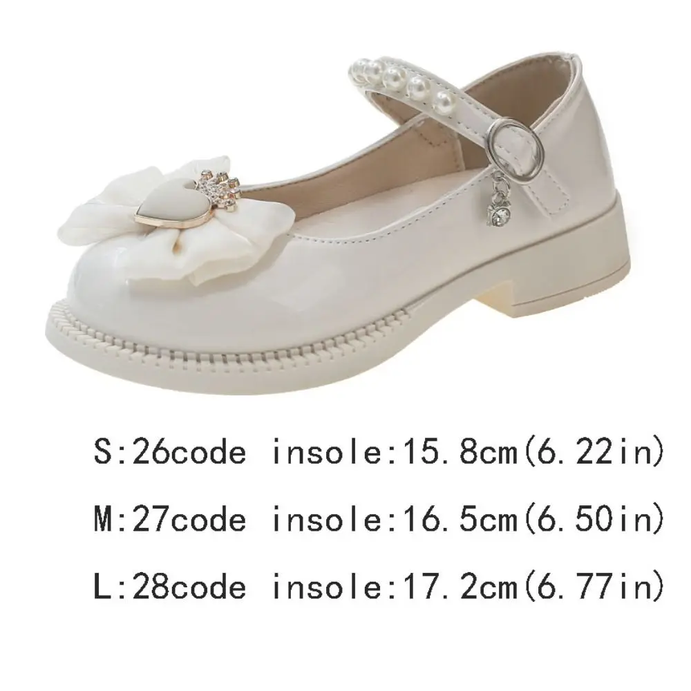 Pearl Children Leather Shoes Bowknot Soft Soled Mary Jane Shoe Slip-on Style Lightweight Girls Princess Shoes Little Girl