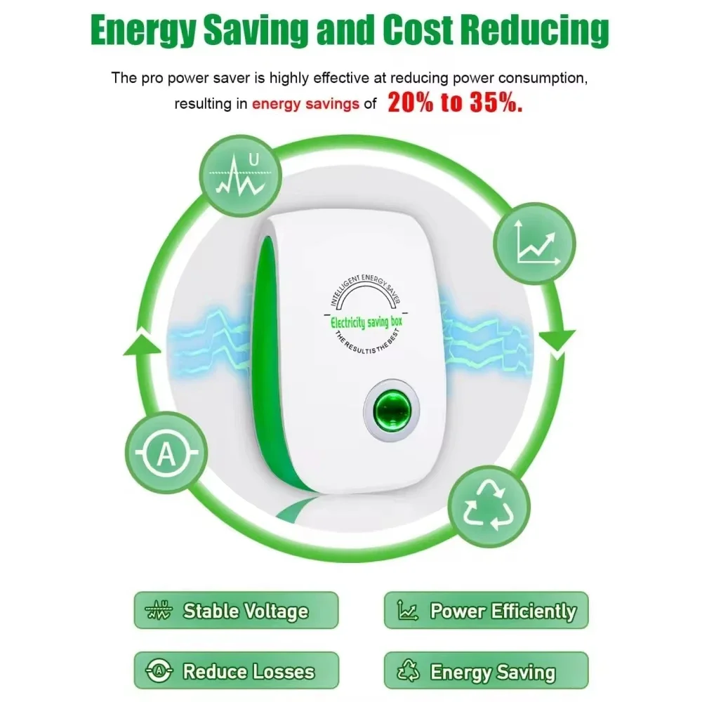 Power Saver US/EU Adapter Intelligent Power Factor Saving Device Cost Reducing Home Office