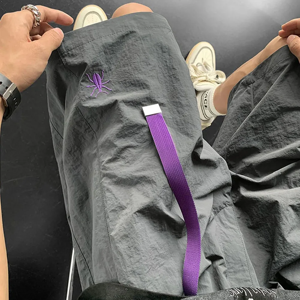 Summer Functional Overalls Men's Unisex Y2k Street Fashion Embroidery Casual Pants Sweatpants Shorts Knee Length Cargo Shorts