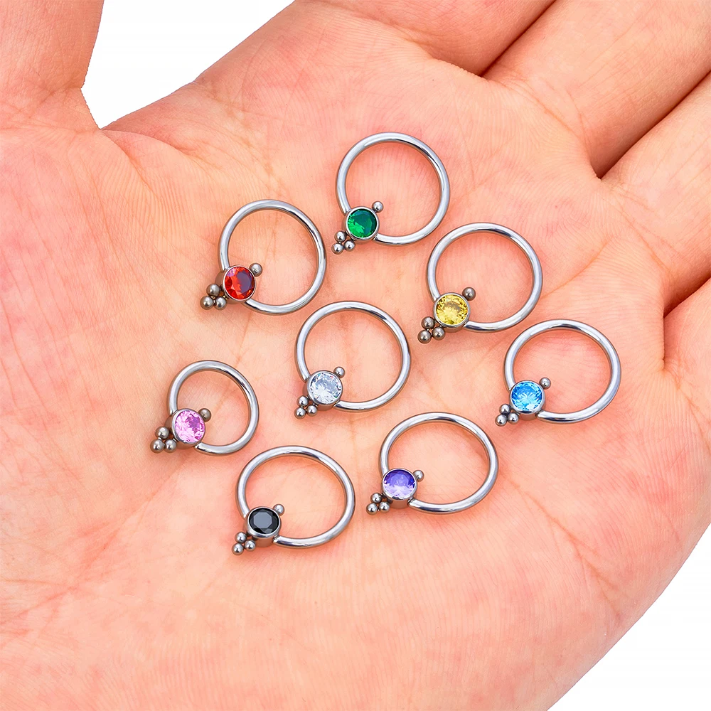 10pc ASTM F136 Titanium Nose Rings CZ Ball BCR Hoop 10mm Cartilage Piercing Earrings Jewelry for Women Men Body Piercing Jewelry