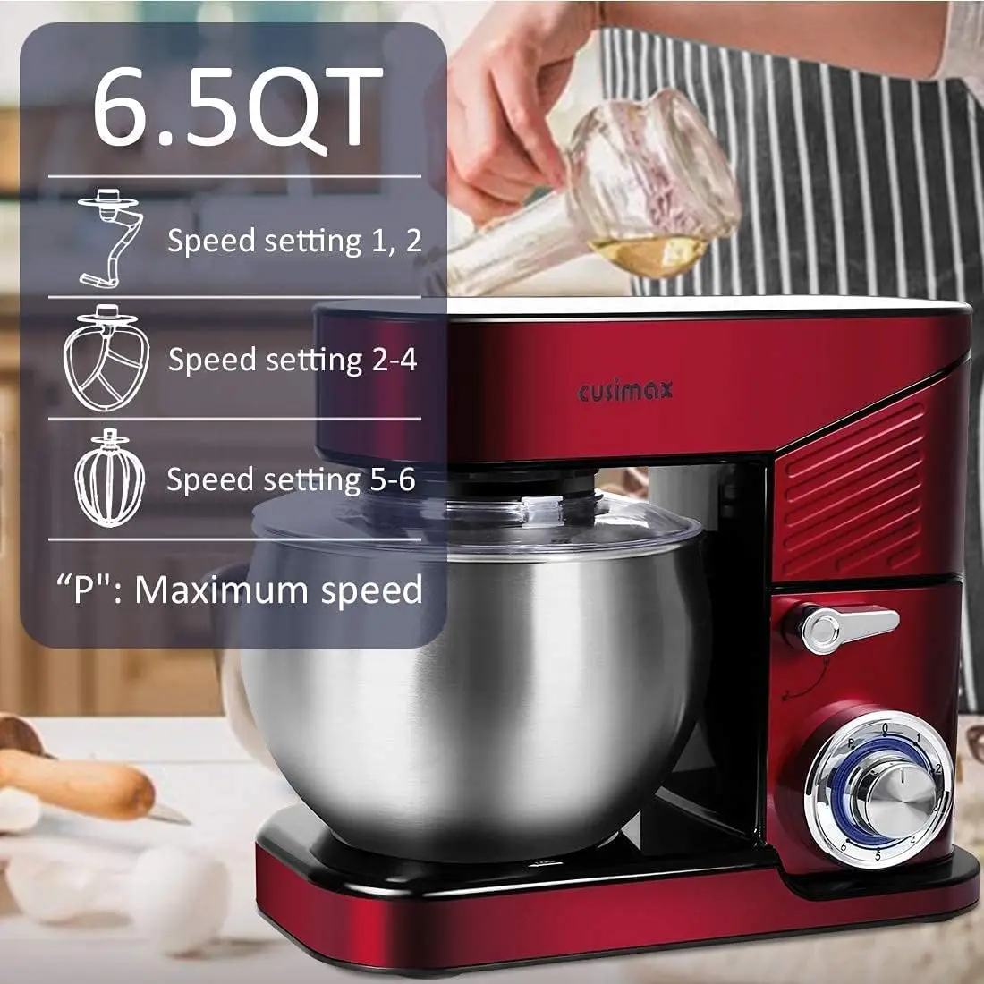 Steel kitchen Electric Mixer Home Use with Dough Hook