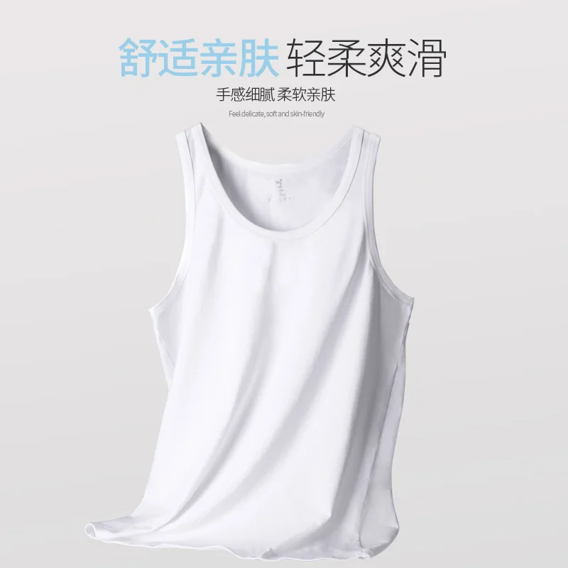 Men Summer Solid Color Tank Tops Loose Fit Round Collar