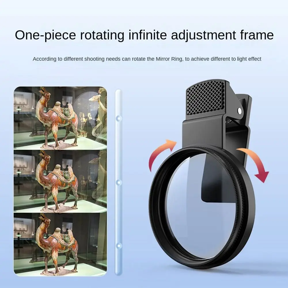 Filtre polariseur CPL 67mm montrant sa bague rotative, idéal pour réduire les reflets