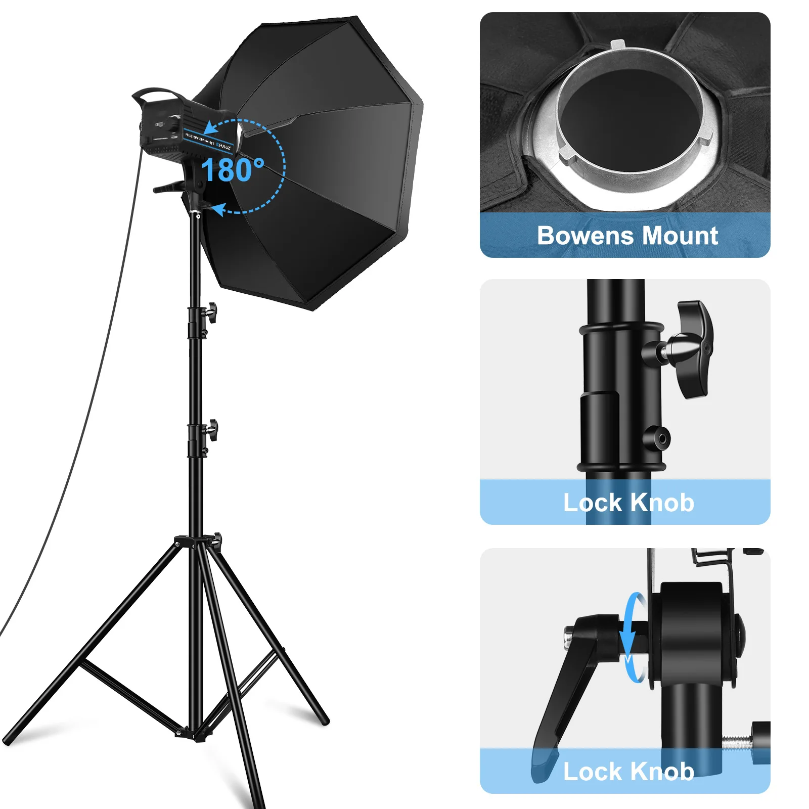 150w Video Studio Constant Current Light Set, 3200K-5600K Studio Strobe Light Set with Softbox Reflector and 2.8m Tripod