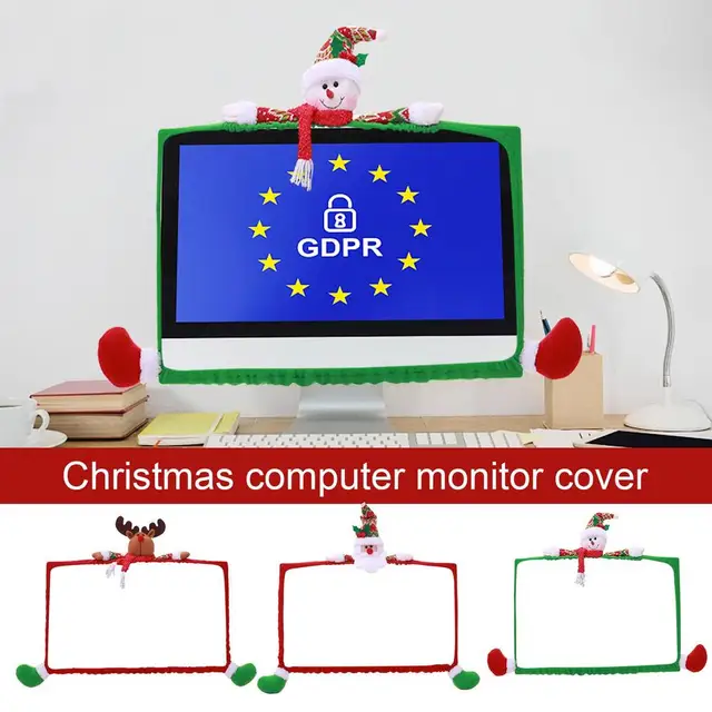 Christmas Computer Decoration Santa Snowman Elk Computer Monitor Border  Cover Elastic Screen Protector Christmas Office Home - AliExpress
