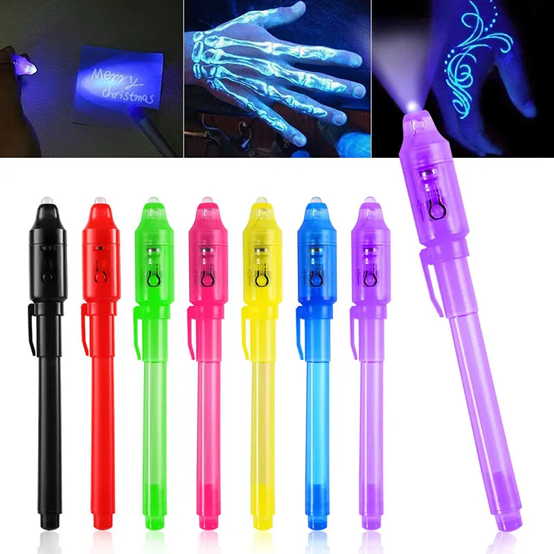 14Pcs Luminous Light Pen Magic Purple 2 In 1 UV Black Light Combo Drawing Invisible Ink Pen Learning Education Toys For Child car model 2020defende off road vehicle alloy car model sound and light pull back toy boy gifts child toy car collection model