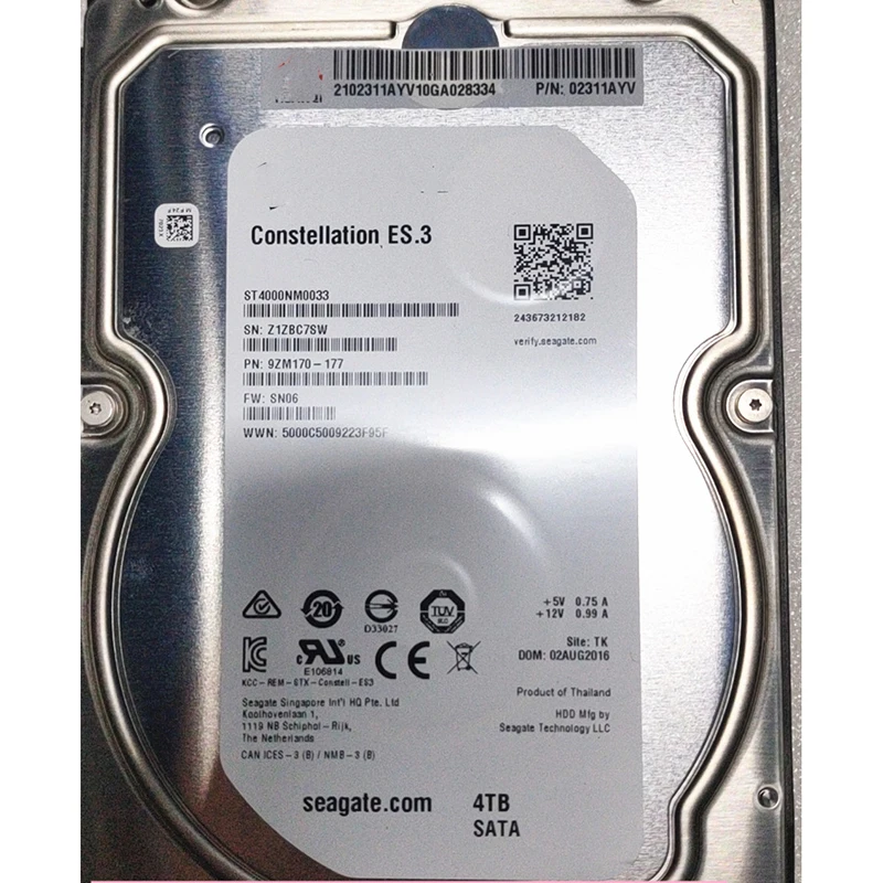 4TB For HUAWEI 7.2K SATA 02311AYV RH2285 RH2288 V2 V3 Hard Drive 3.5 Inch