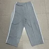 25SS Butterfly Embroidery AWGE Wide Leg Pants Men Women Grey Pure Cotton Oversized Striped Sweatpants 5