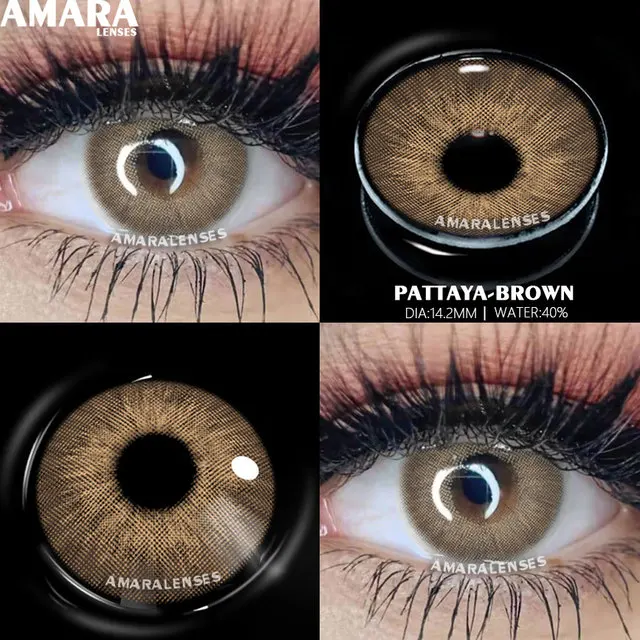 AMARA Natural Colored Contacts Lenses Brown 2pcs Contacts Beautful Pupils Color Contacts Yearly Makeup Cosmetic Contact Lens