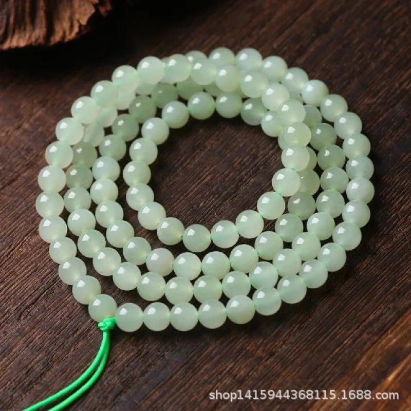

Natural Clear Water Hetian Jade 108 Pieces Buddha Bracelet
