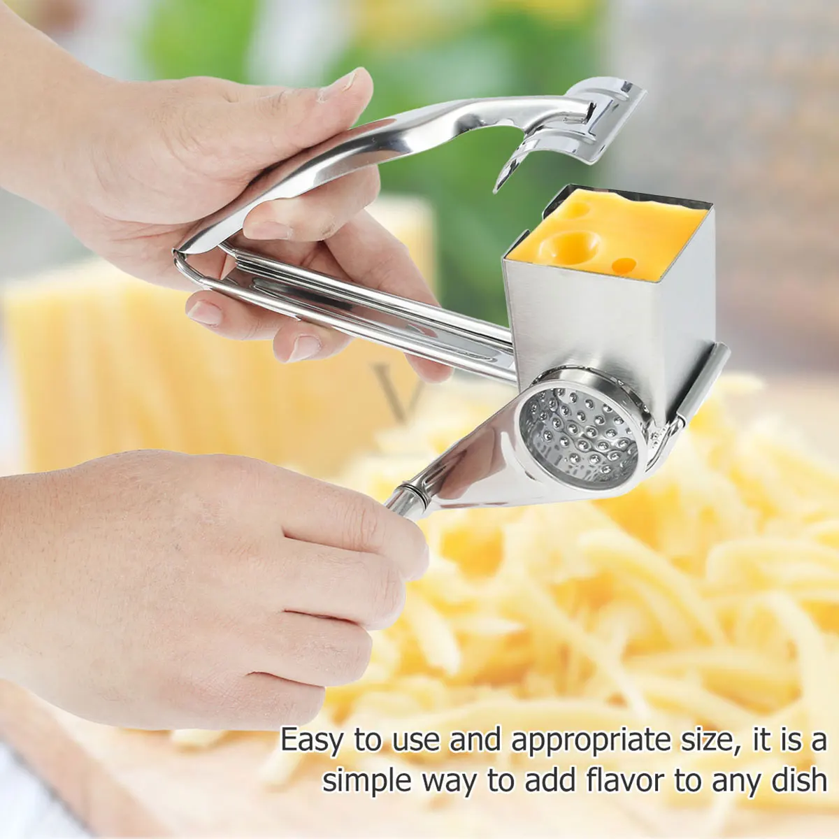 3 in 1 Cheese Grater with Handle Rotary Cheese Slicer with 3 Drum Blades  Stainless Steel Manual Handheld Cheese Shredder - AliExpress