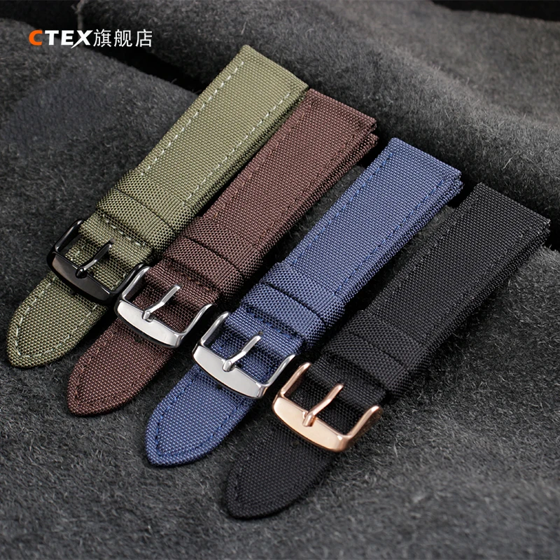 브라이틀링용 나일론 가죽 시계 스트랩, Seawolf Blackbird Avenger Tudor Black Shield 캔버스 시계 밴드, 남성용 팔찌, 20mm, 22mm, 24mm