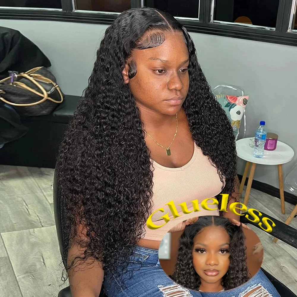 4x4 5x5 Hd Lace Frontal Curly Glueless Wigs Human Hair Ready To Wear Brazilian Pre Plucked Deep Wave Human Hair Wig For Women