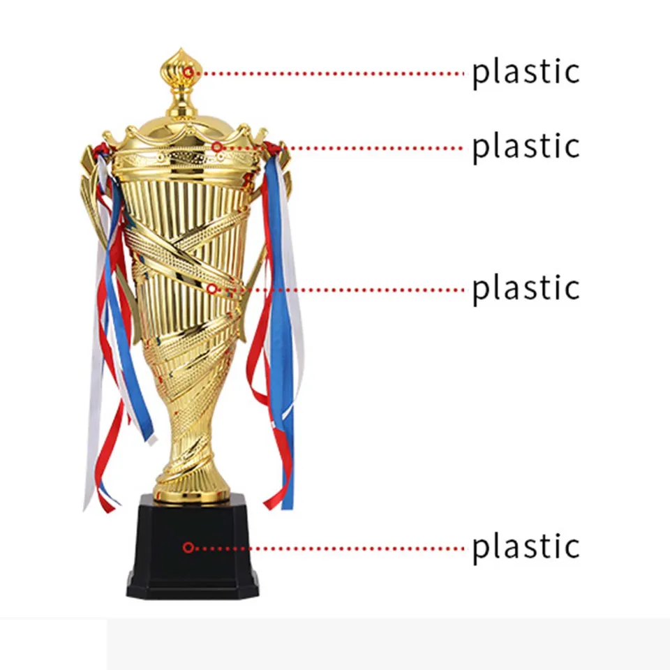 HEMOTON Golden Plastic Trophy For Kids Use Creative Shaped Winner Award Ceremony Competition Trophy 2pcs