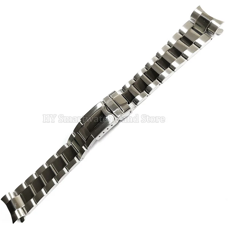 Elegant Stainless Steel 20mm Curved End Watch Strap Bracelet