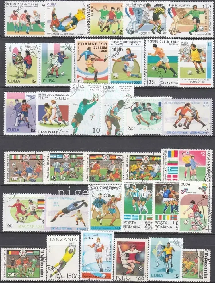 Different Stamps Collections for Foreign Sports, Soccer Stamps, Random, Philately, Postage, 25 PCs, 50 PCs, 100 PCs