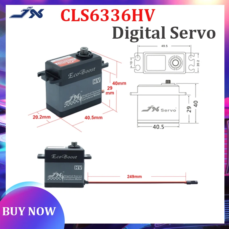 Motore Entrobordo Servo Digitale JX Ecoboost CLS6336HV Coreless 36KG - Coppia Grande Per CNC E Robotica, 180° Servo Coreless 36KG Alta Coppia