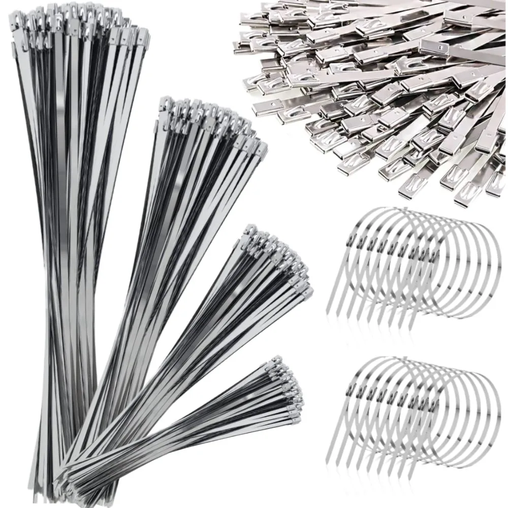 

100PCS 4.6/7.9/10/12mm Metal Cable Zip Ties - 304 stainless steel Heavy Duty Self-locking Cable Wire Tie Wrap for machinery etc