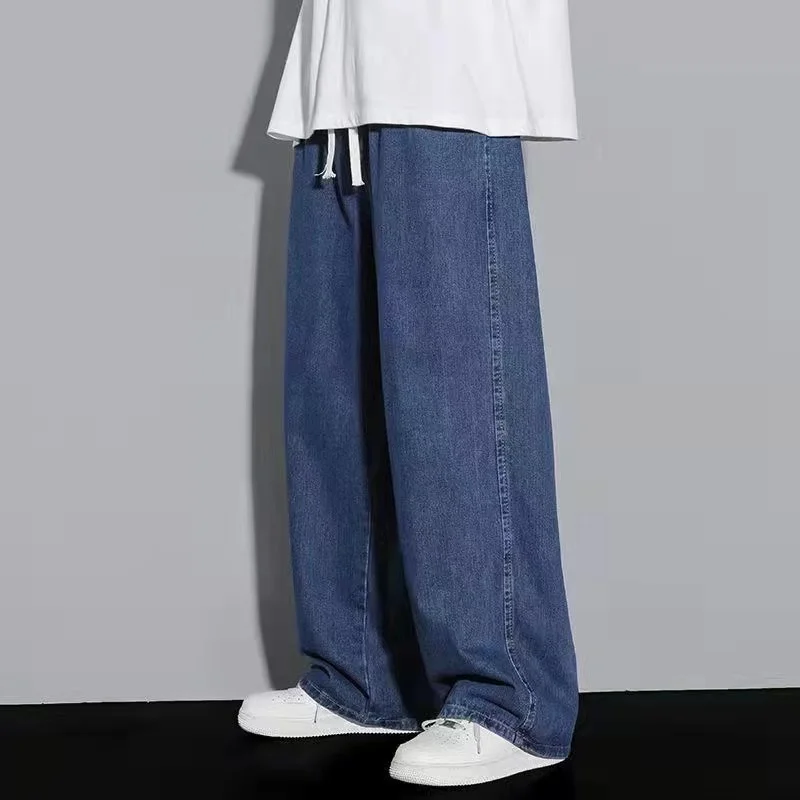 2024 Men's Jeans Korean Version Student Casual Pants High Street Straight Loose Wide Leg Jeans Black Grey Blue Baggy Jeans 6