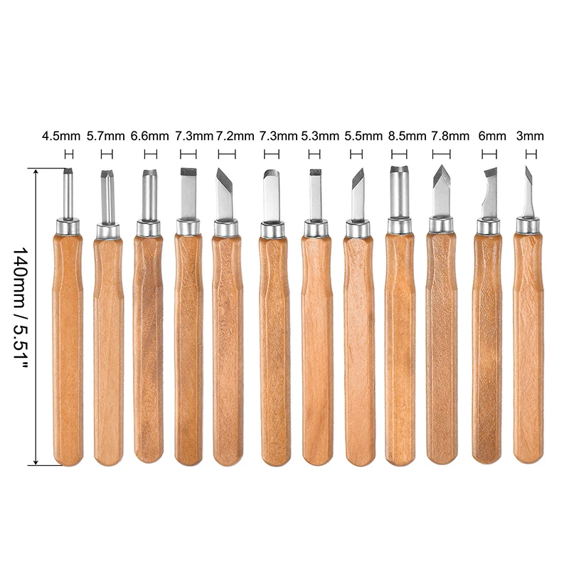 

4/5/6/8/10/12pcs Professional Wood Carving Chisel Knife Small/Medium/Big Flat/Triangle/Arc Blade Woodworking Hand Tools
