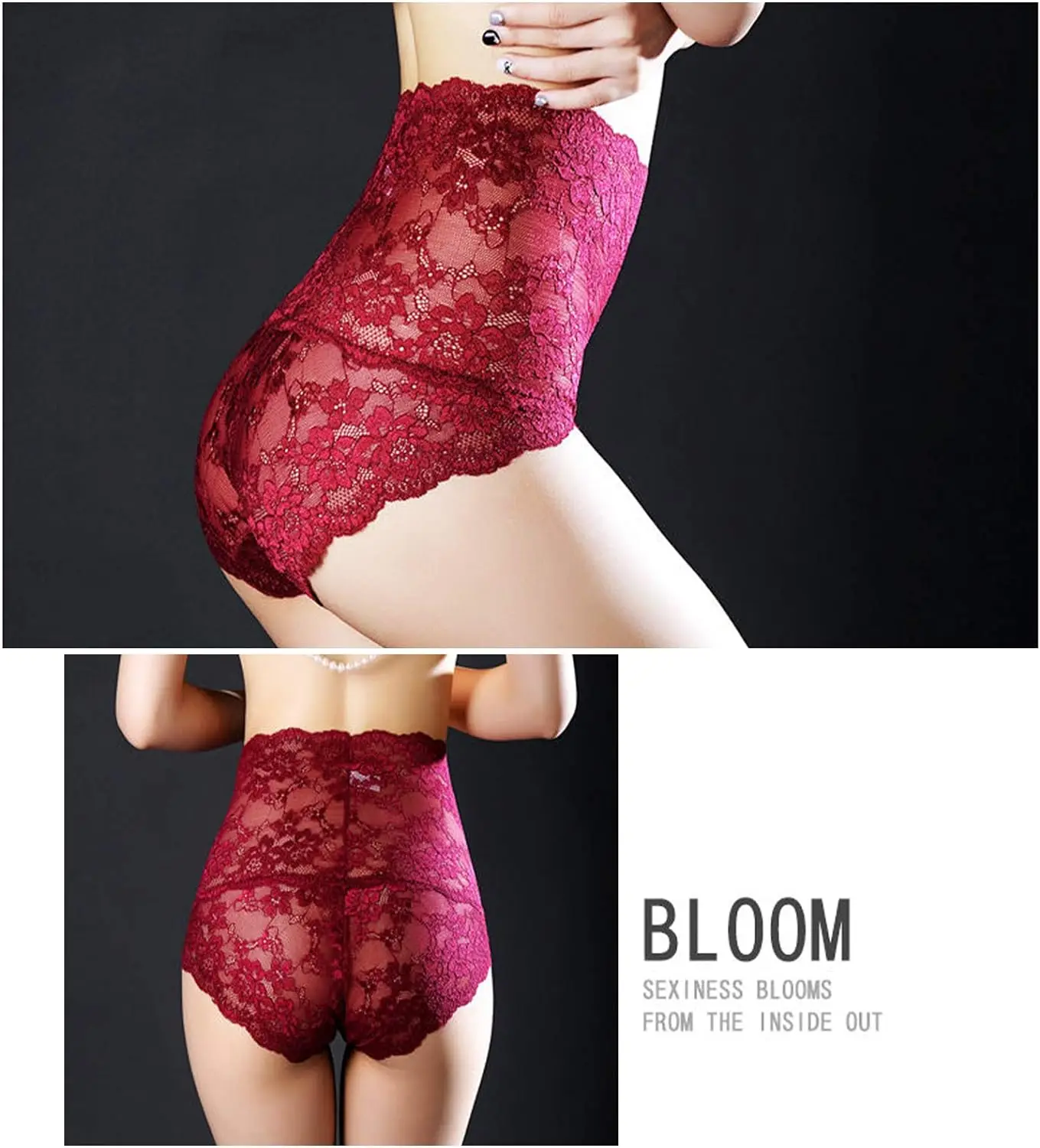 5 Pack Women Sexy Lace Underwear Briefs Plus Size Lace Panties High Waist Hipster Panties