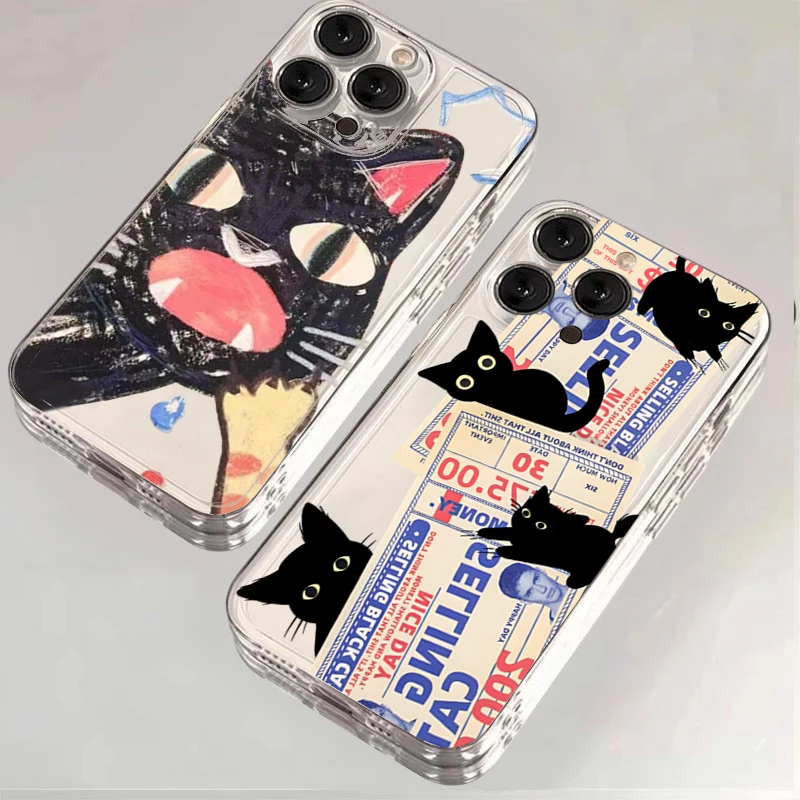 Doodle Angry Cat Clear Phone Case