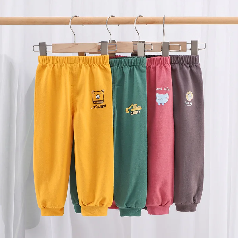 New Cotton Autumn Children Boys Sweatpants Elastic Waist Cartoon Pattern Letter Kid Baby Boys Jogger Pants Little Boy Pants