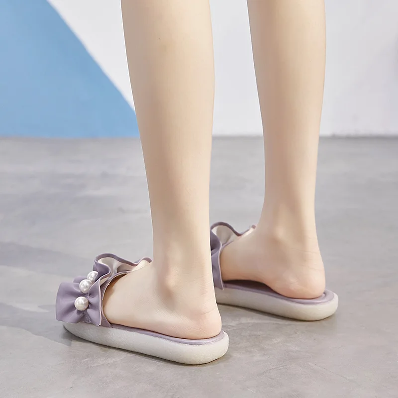 

2022 Leather slippers for women in the summer of wear tendon soft beach shoes M-8965