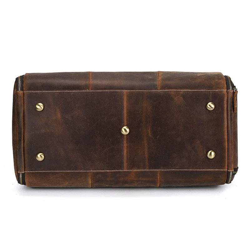Leather Travel Bag With Shoe Compartment