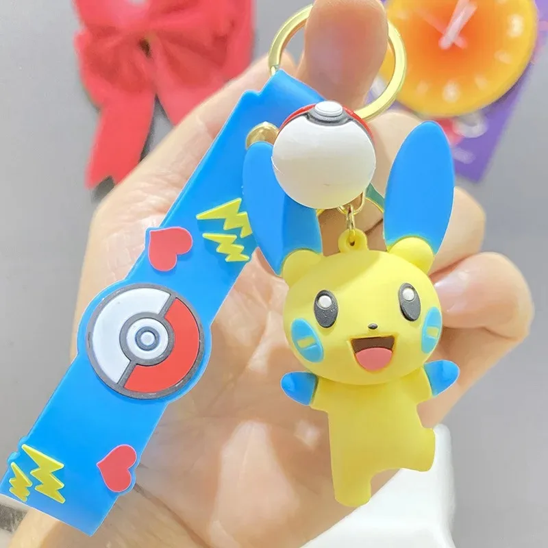 6styles Pokemon KeyChains Kawaii Anime Figure Key Chain Accessories Cute Pikachu Gengar Model Backpack Charms Kids Toys Gifts