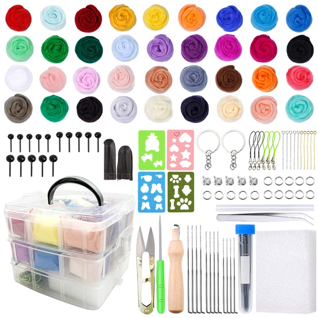 Imzay 35 Pcs Felting Needles Kit Wool Felt Kit Felting Pocked Needles Set  Colorful Wool Felting Supplies with Needle Bottle