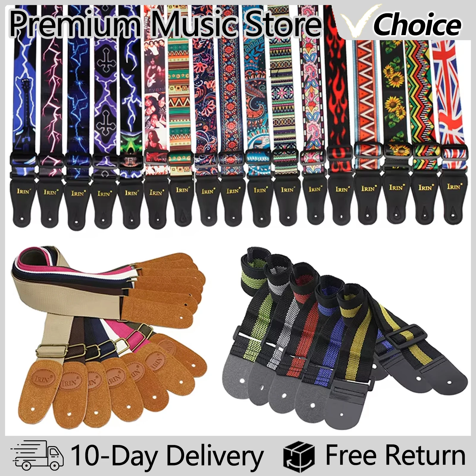 Guitar Strap Adjustable Pure Cotton Guitar Straps Multi-Color Guitar Belts for Bass Acoustic Electric Guitar Accessories Parts