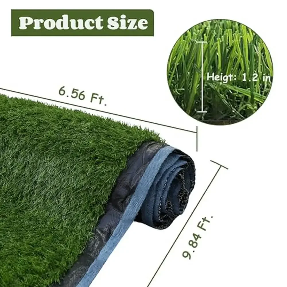 6.5x10 FT Synthetic Grass Turf Rug Mat 1.2" Pile Height Dog Training Pad Pet Safe Eco-Friendly Lawn Indoor Outdoor Decoration