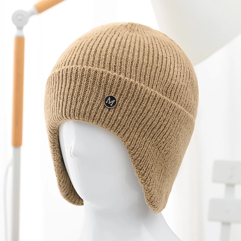 

New Unisex Winter Knitted Hat With Ear Protection Fashion Beanie Hats For Men Women Outdoor Earflap Hat Classic Keep Warm Cap