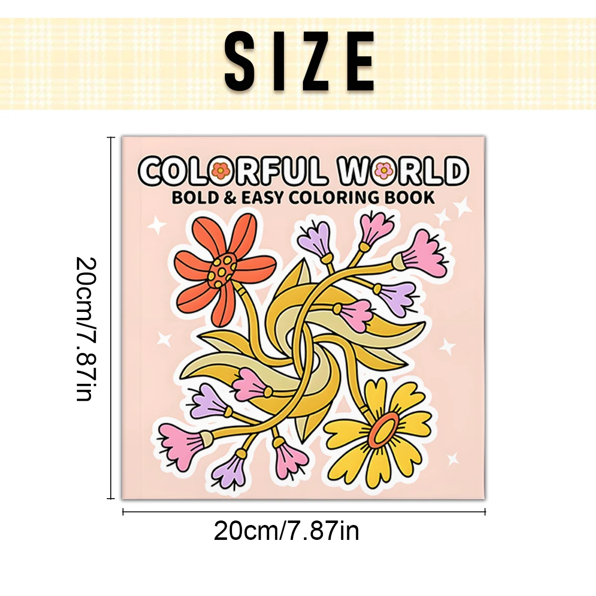 Adult Coloring Book - 7.8x7.8 Inch Flourishing Flowers Design, 24 Pages of Stress Relief and Relaxation, Perfect Gift for Year 3