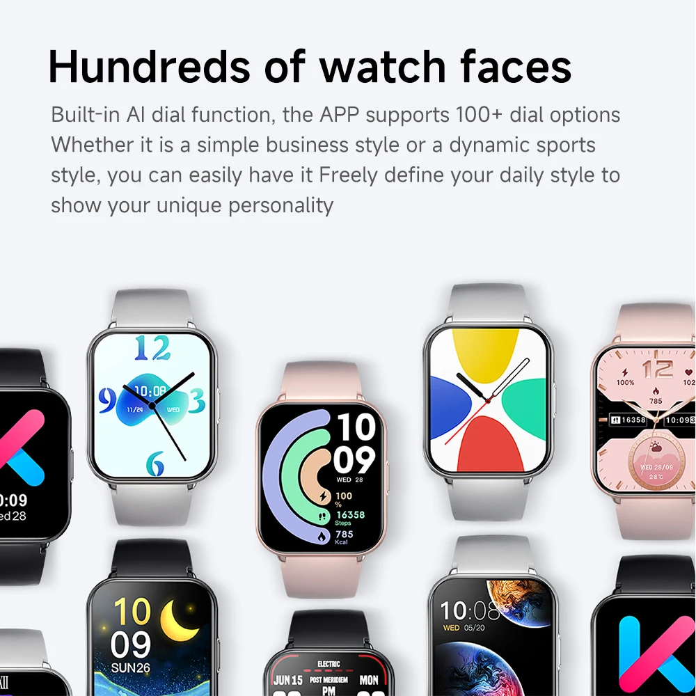 KUMI M2 Smart Watch 1.83" HD Screen ChatGPT 100+ AI Watch Faces Bluetooth Calling 100+ Sports Modes Health Monitoring 2ATM 5