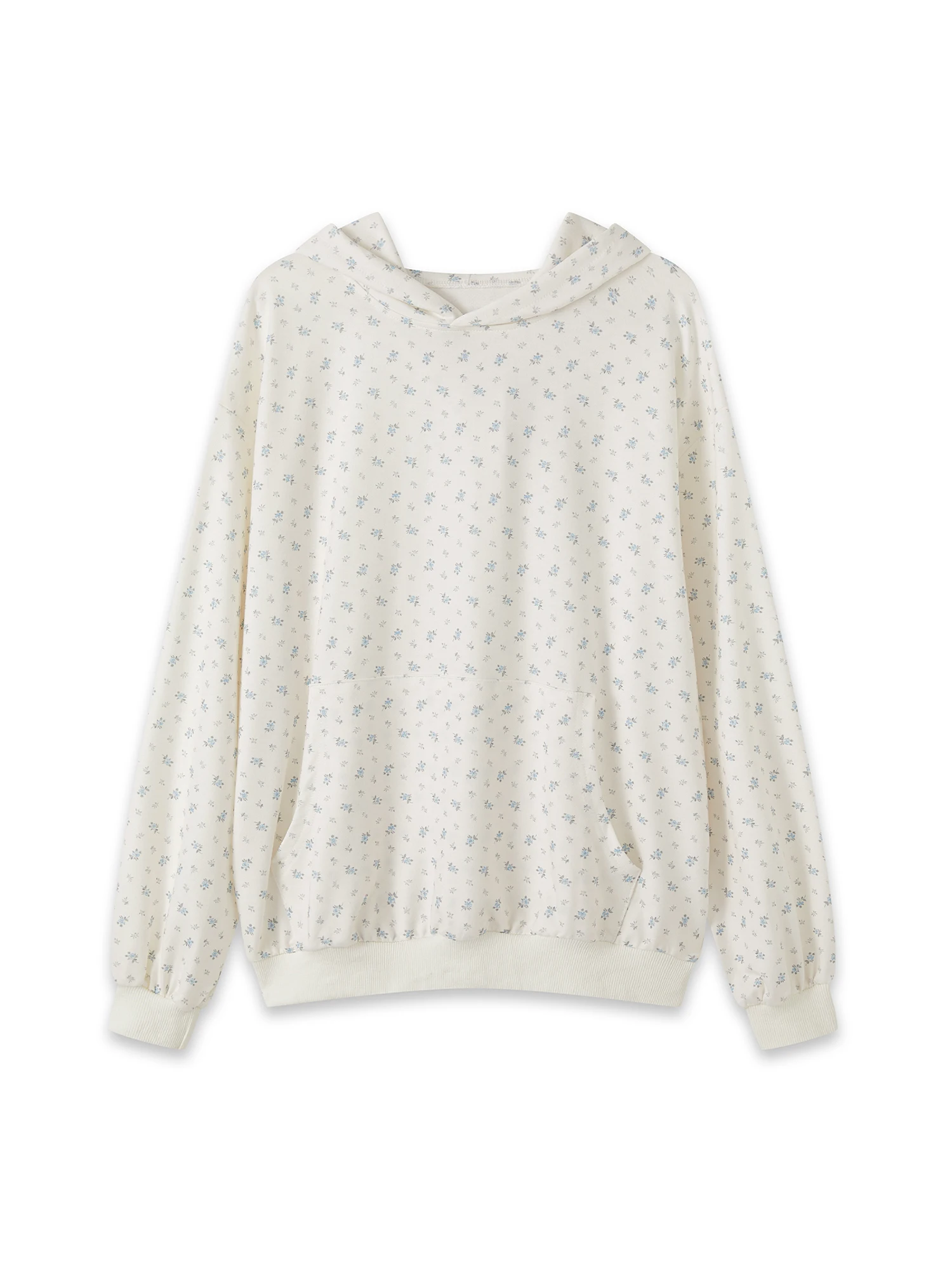 Women s Casual Long Sleeve Pullover Hoodie with Floral Print and Front Pocket for Spring and Autumn Season