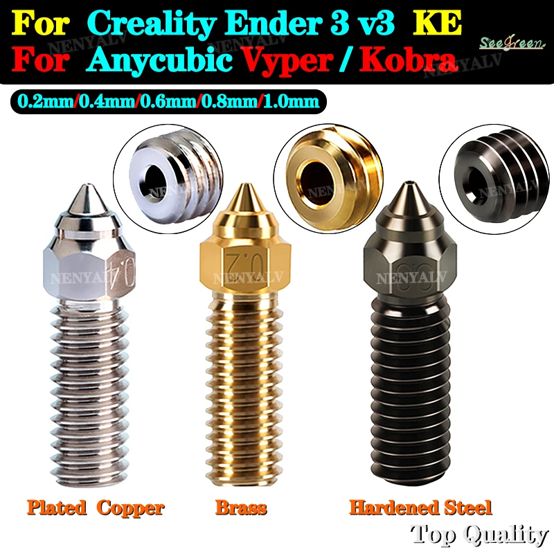 Per Creality Ender 3 V3 Ke Ugello Ugelli In Acciaio Temprato Rame Placcato Ottone Di Alta Qualità Per Ugello Creality K1 / K1 Max Cr-M4
