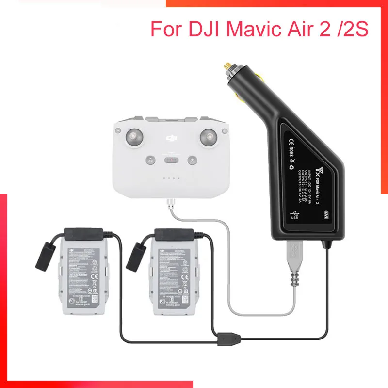 Caricabatteria Da Auto Yx 3 In 1 Caricabatteria Da Auto Mavic Air 2S Caricabatteria Porta Usb Ricarica Telecomando Per Hub Caricabatterie Dji Mavic Ai
