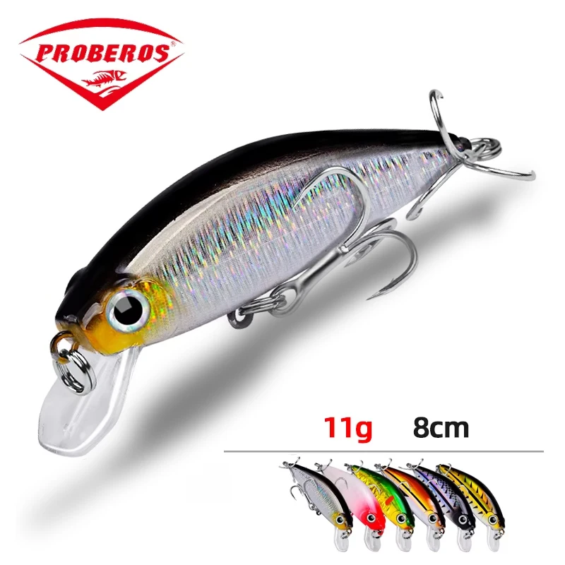 PRO BEROS 11 g 3 g langsam sinkender Minnow-Angelköder, 80 mm, künstlicher japanischer harter Köder, Bass, Hecht, Wobbler, Kurbelköder, Karpfenangeln